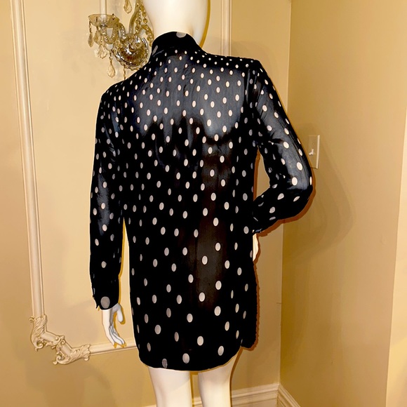 GIANNI VERSACE BLACK SHEER EYELET LACE POLKADOT VINTAGE - Picture 6 of 12